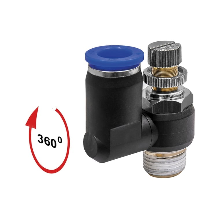 Riegler 153635 Drosselrückschlagven »Blaue Serie« Zuluftdros. R1/4 a. 10bar Ø8mm - Bild 1