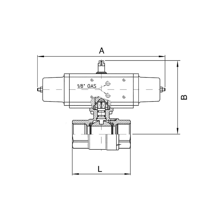 Riegler 103567 Messingkugelhahn, pneumat. Stellantrieb, doppeltwirkend, Rp 1 - Bild 2