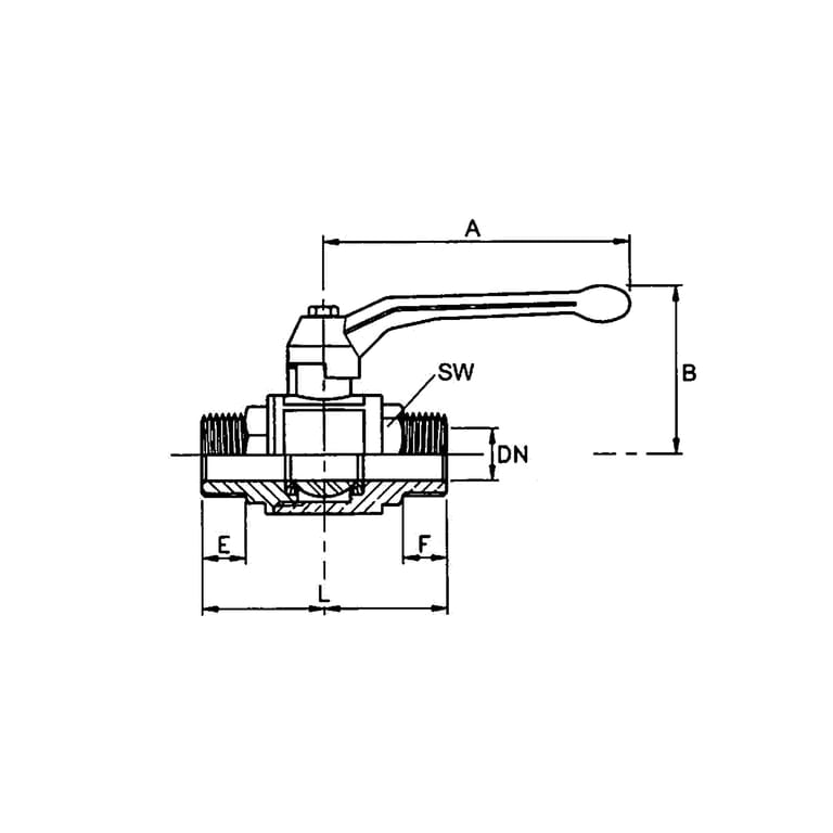 Riegler 103281 Kugelhahn schwere Ausführung, Handhebel, AG/AG, MS vern., R 1/2 - Bild 2