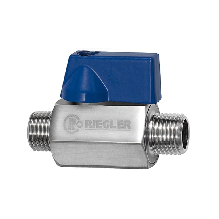 Riegler 103496 Mini-Kugelhahn, Edelstahl 1.4408 CF8M, AG/AG, G 3/8, DN 10 - Bild 1