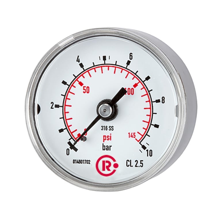 Riegler 102428 Standardmano, CrNi-Stahl, G 1/4 hinten zentr., 0 - 1,0 bar, Ø 40