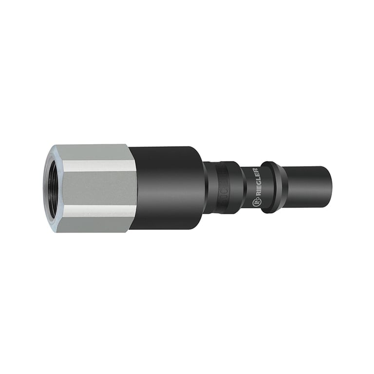 Riegler 141772 Nippel mit RSV für Kupplungen NW 8, ISO 6150 C, Stahl, G 3/8 IG