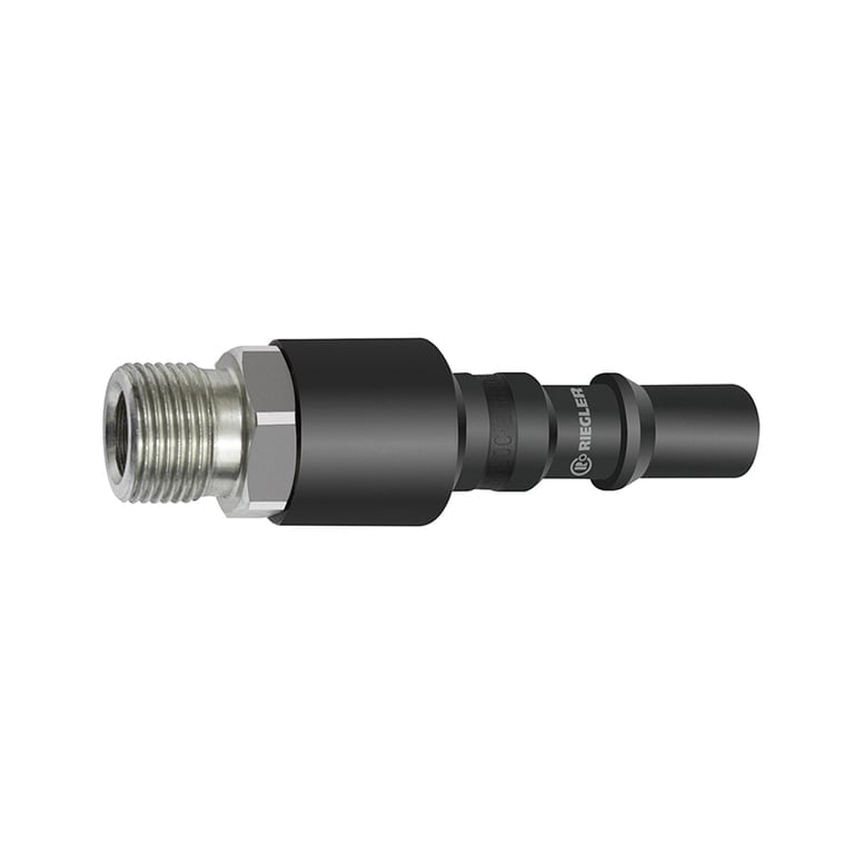 Riegler 141773 Nippel mit RSV für Kupplungen NW 8, ISO 6150 C, Stahl, G 3/8 AG