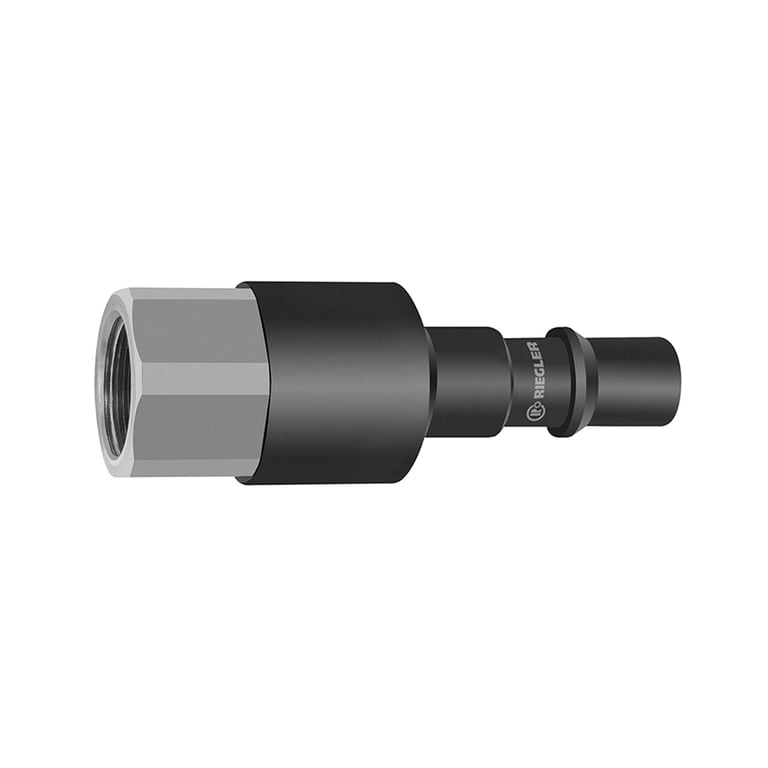 Riegler 141794 Nippel mit RSV für Kupplungen NW 11, ISO 6150 C, Stahl, G 1/2 IG