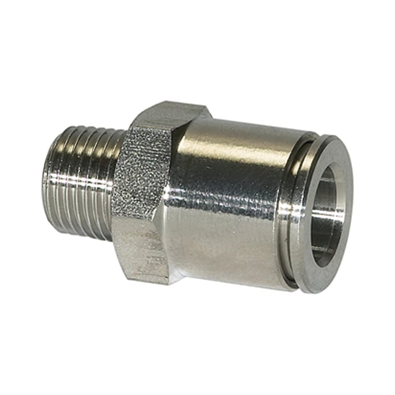 Riegler 110378 Gerade Steckverschraubung R 1/2 a., Schl.-Ø12, 15bar, ES 1.4404 - Bild 1