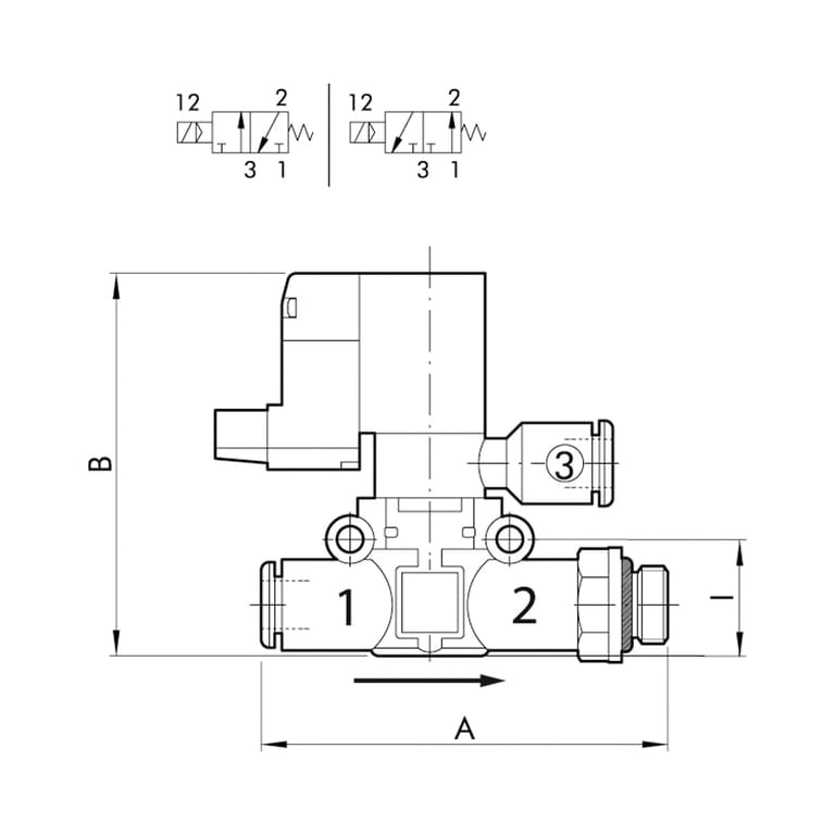 Riegler 106869 3/2-Wege-Magnetventil, geführte Entl. Schl.-Gew. G1/4 Schl.8 NO - Bild 2