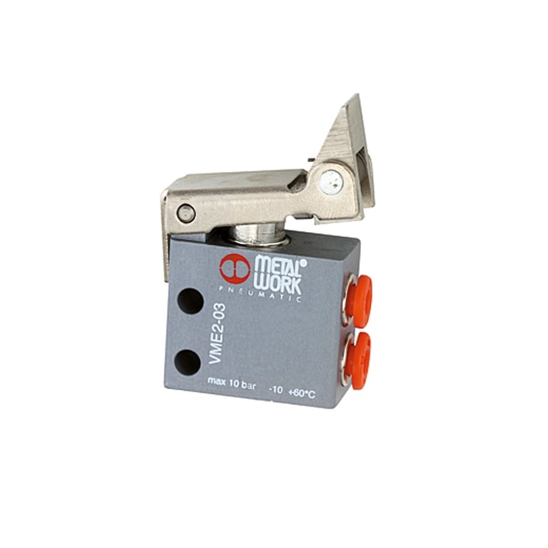 Riegler 106391 3/2-Miniventil, mech., Rollenhebel, freier Rücklauf, 4 mm seitl. - Bild 1