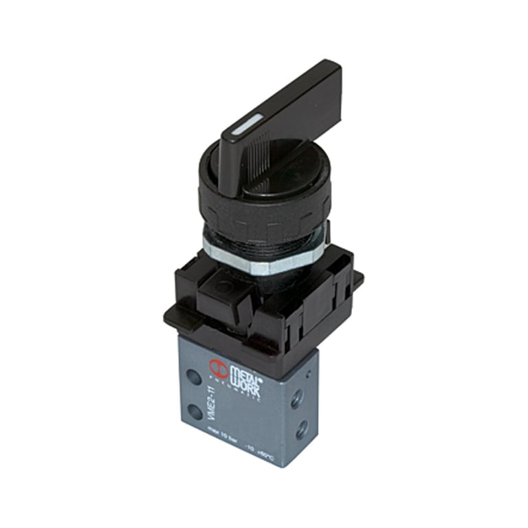 Riegler 106408 3/2-Miniventil, manuell, Drehhebel, NC, bistabil, M5 seitlich - Bild 1