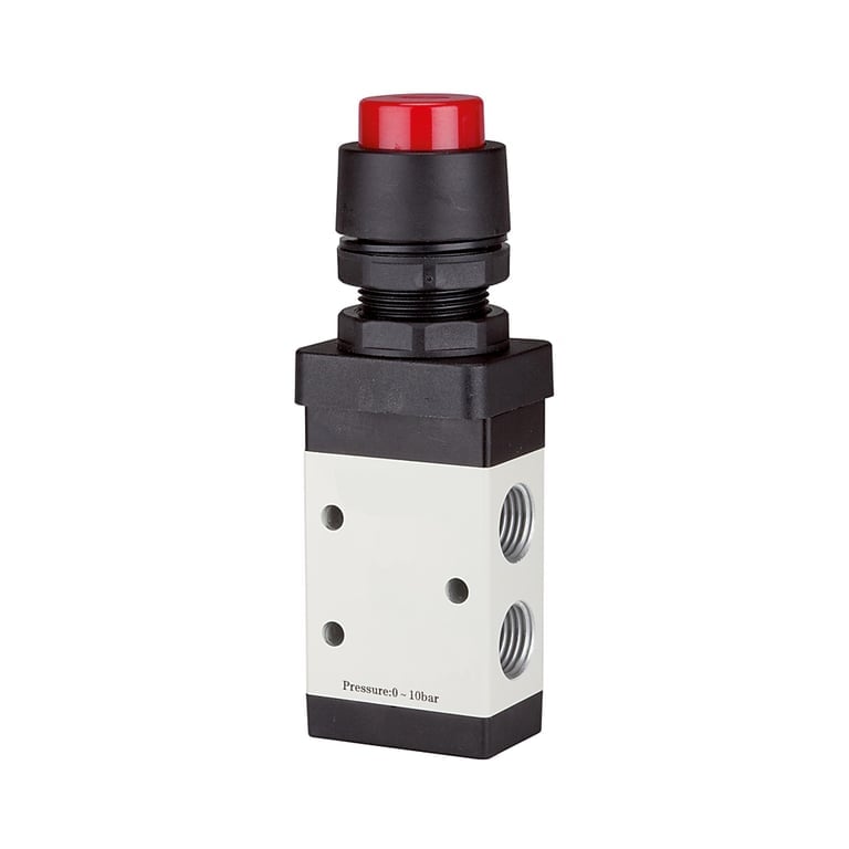 Riegler 115995 3/2-Wegeventil, manuell »M3«, Druckknopf, NC, monost., G 1/8, rot - Bild 1