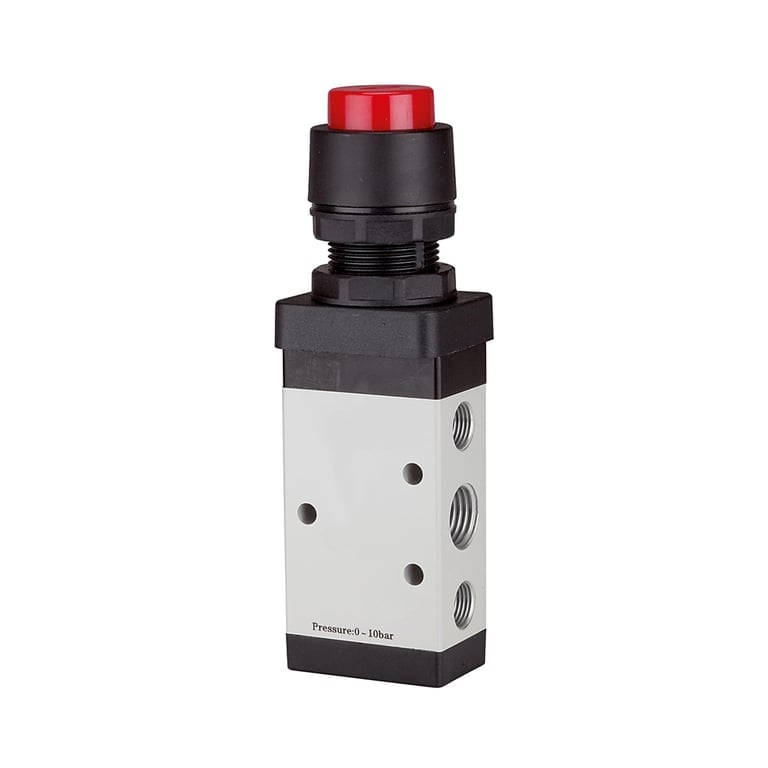 Riegler 116004 5/2-Wegeventil, manuell »M5«, Druckknopf, monostabil, G 1/4, rot - Bild 1