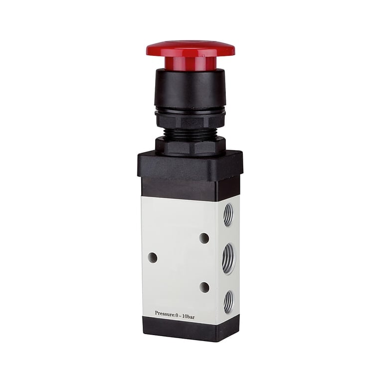 Riegler 116016 5/2-Wegeventil, manuell »M5«, Pilztaster, monostabil, G 1/4, rot - Bild 1
