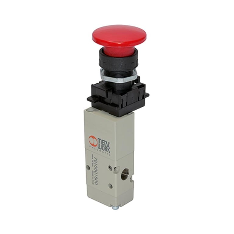 Riegler 106427 3/2-Wegeventil, manuell, Pilztaster, NC, monostabil, G 1/8 - Bild 1