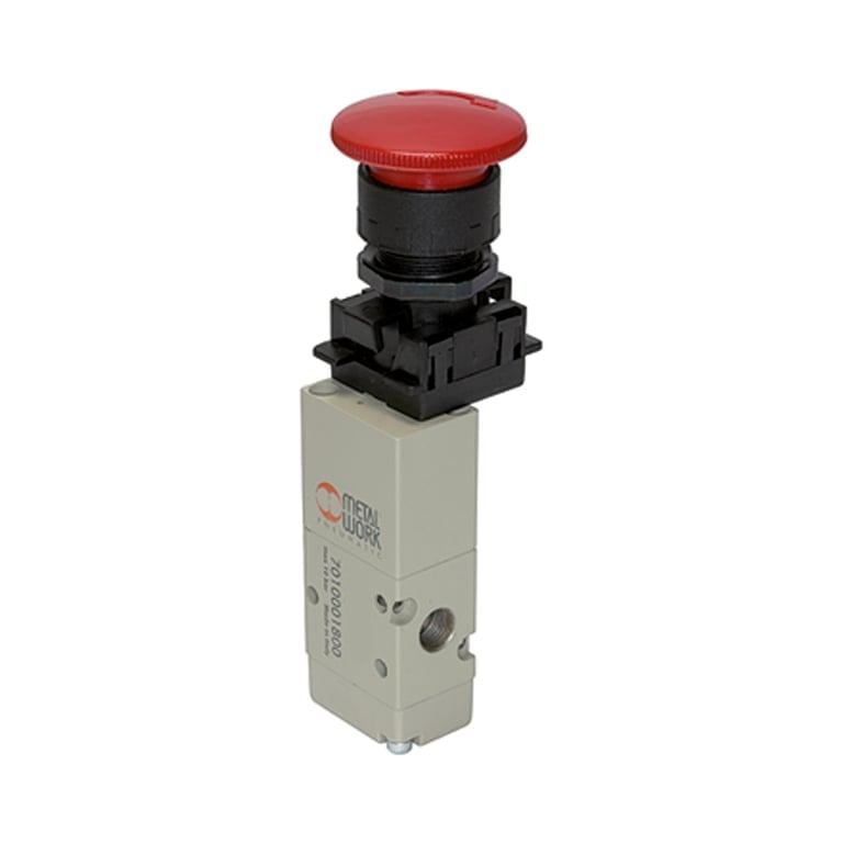 Riegler 106428 3/2-Wegeventil man. Pilztaster, Notrastung, NC, monostabil, G 1/8 - Bild 1