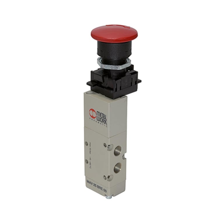 Riegler 106440 5/2-Wegeventil man. Pilztaster, Notrastung, monostabil, G 1/8 - Bild 1