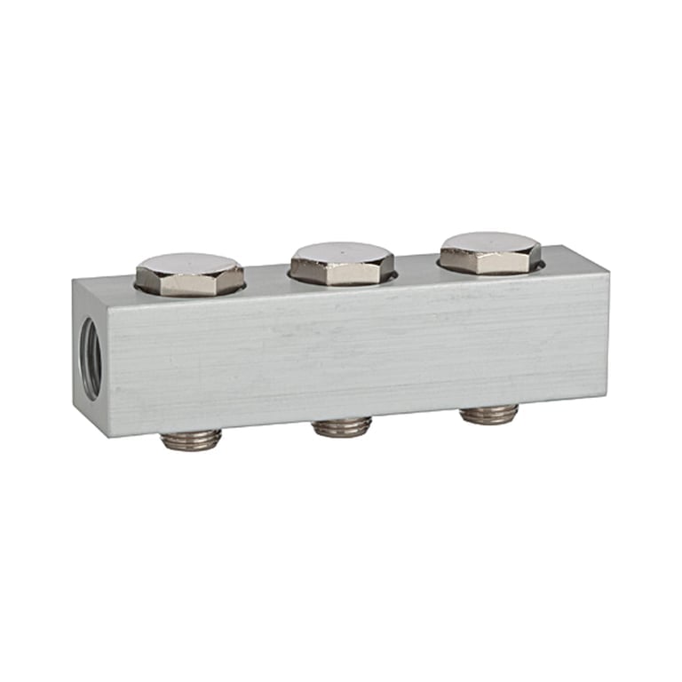 Riegler 106611 Versorgungsleiste für Wegeventile, mit 3 Ventilpositionen, G 1/8