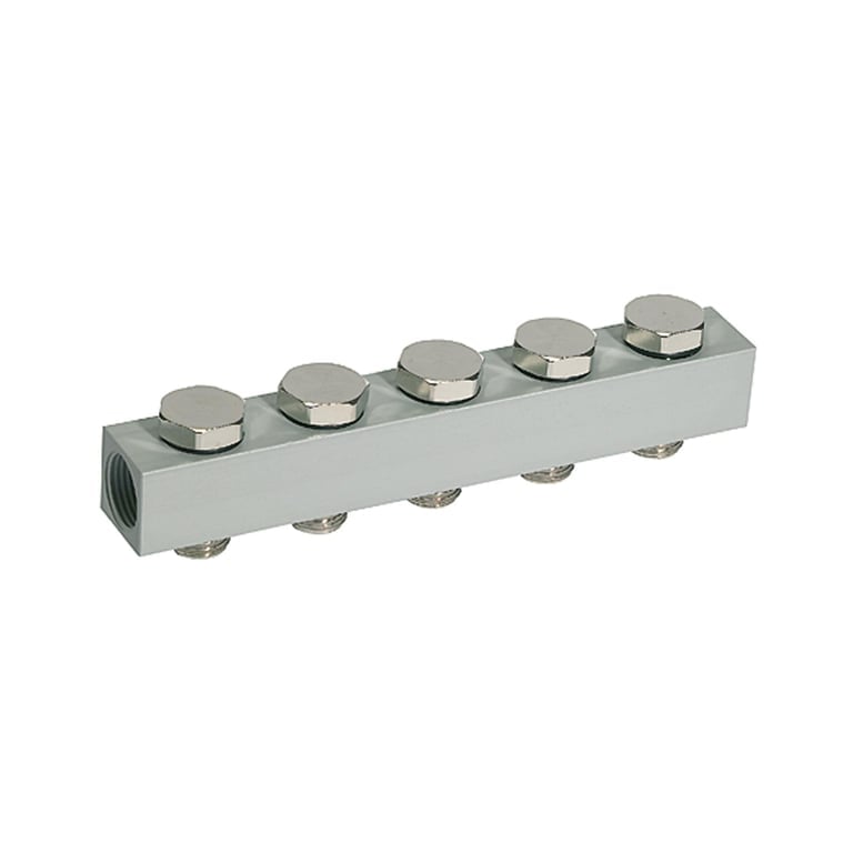 Riegler 106613 Versorgungsleiste für Wegeventile, mit 5 Ventilpositionen, G 1/8