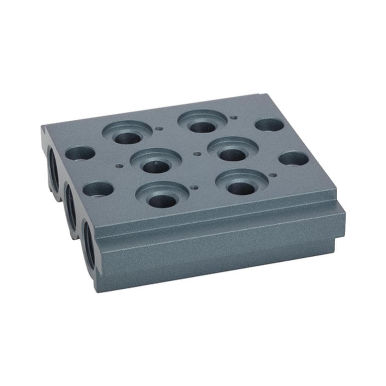 Riegler 106632 Mehrfach-Grundplatte für Wegeventile, 2 Ventilpositionen, G 1/4