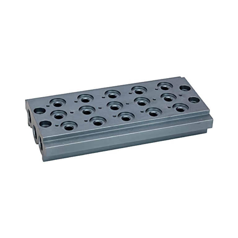 Riegler 106625 Mehrfach-Grundplatte für Wegeventile, 5 Ventilpositionen, G 1/8