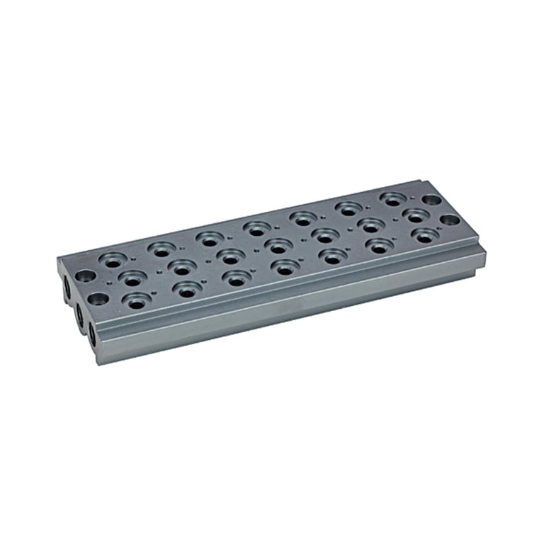 Riegler 106627 Mehrfach-Grundplatte für Wegeventile, 7 Ventilpositionen, G 1/8