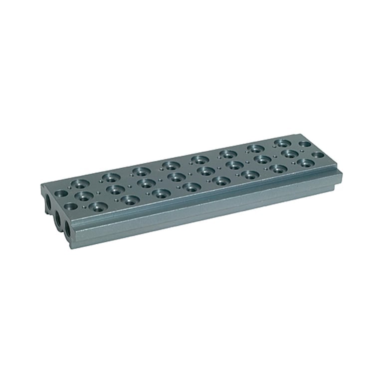Riegler 106628 Mehrfach-Grundplatte für Wegeventile, 8 Ventilpositionen, G 1/8