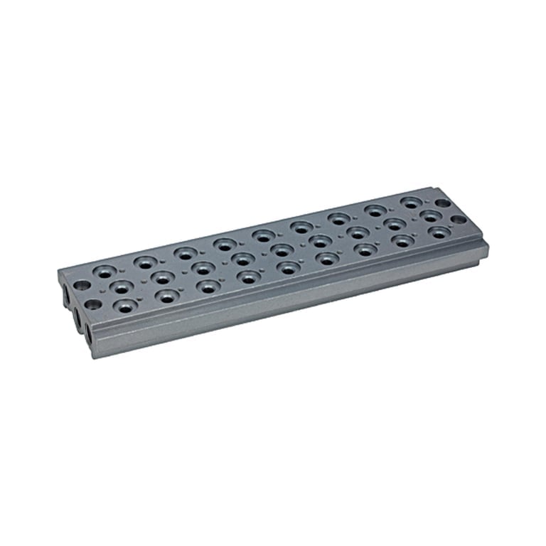 Riegler 106629 Mehrfach-Grundplatte für Wegeventile, 9 Ventilpositionen, G 1/8