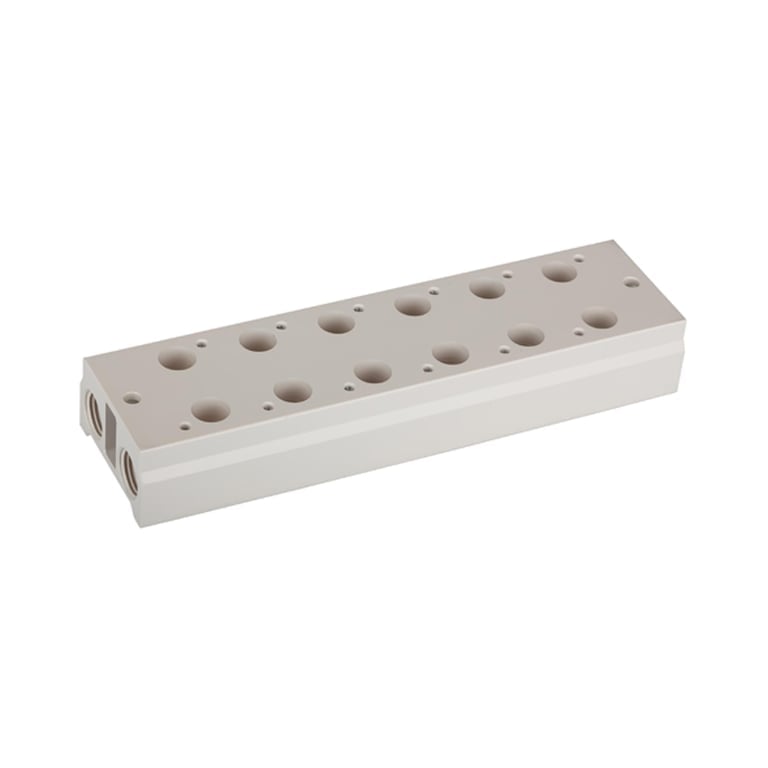 Riegler 116235 Mehrfach-Grundplatte für 3/2-Wegeventile, 7 Positionen, M5, G 1/8