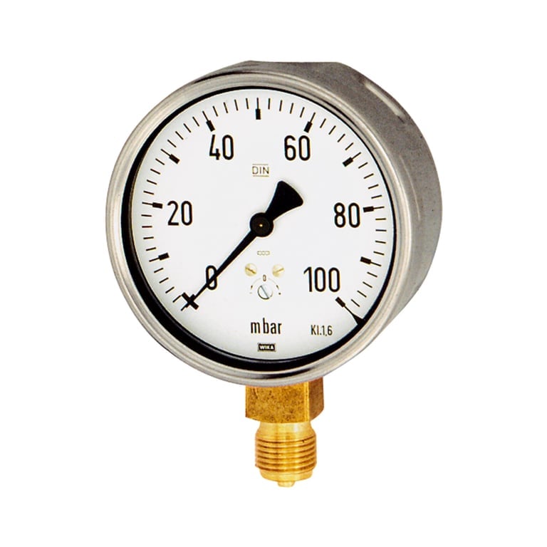 Riegler 102542 Kapselfedermanometer, G 1/2 radial unten, 0 - 40 mbar, Ø 100
