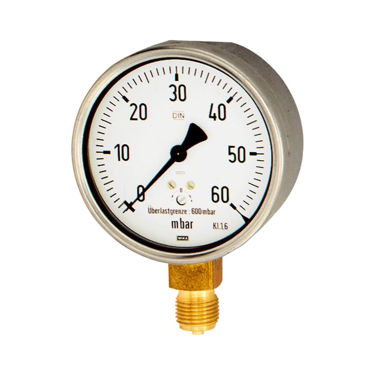 Riegler 102522 Kapselfedermanometer, CrNi-Stahl, G 1/2 unten, 0 - 40 mbar, Ø 100