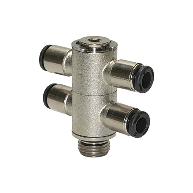Riegler 108819 T-Mehrfachverteiler 4-fach »click-clock«, drehbar, G 1/4 a. Ø 8mm - Bild 1
