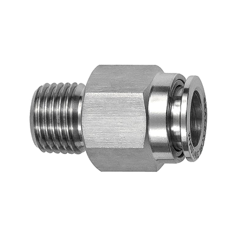 Riegler 135083 Gerade Steckverschraubung R 3/8 a., Schlauch-Außen-Ø 8, ES 1.4404 - Bild 1