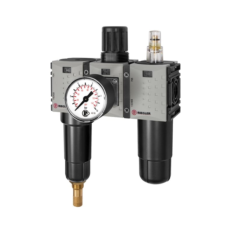Riegler 142512 WE 3-tlg. »FUTURA-mini«, Metallbe., Stand.mano., G 1/4, 0,5-8, VA - Bild 1