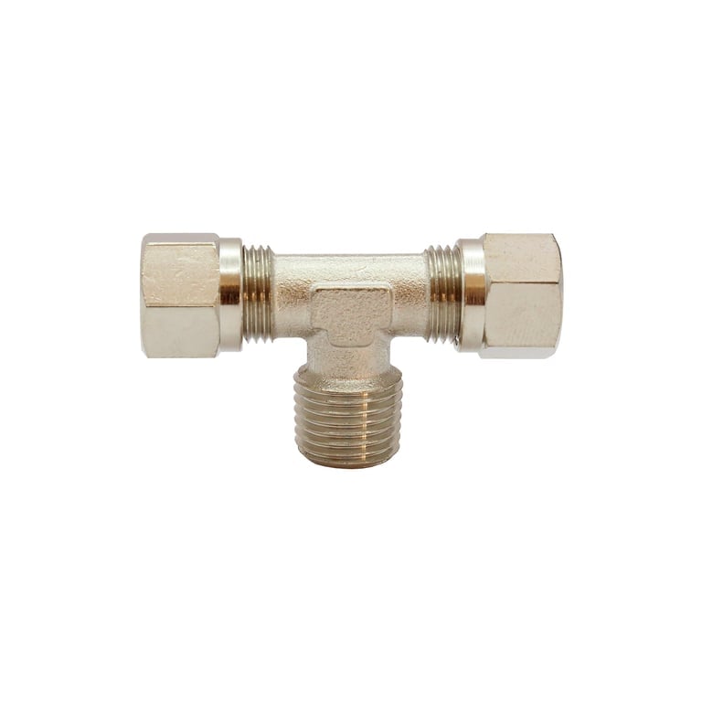 Riegler 112031 T-Einschraubverschraubung, R 1/4 a., Rohr-Außen-Ø 6 mm, MS vern. - Bild 1