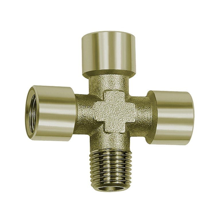 Riegler 112802 Kreuzstück, 3 x innen, 1 x außen, G/R 1/8, SW 10, Messing vern.