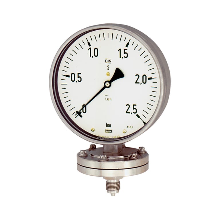 Riegler 102593 Plattenfedermano, Chemie, G 1/2 radial unten, 0 - 6,0 bar, Ø 100