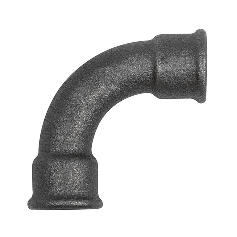 Riegler 133589 Bogen 2, 90°, lang, Rp 1/2 i., Rp 1/2 i., Temperguss schwarz