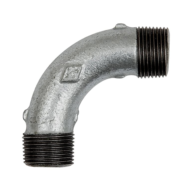 Riegler 112869 Bogen 3, lang, 90°, AG/AG, R 2, schw. Temperguss feuerverz.