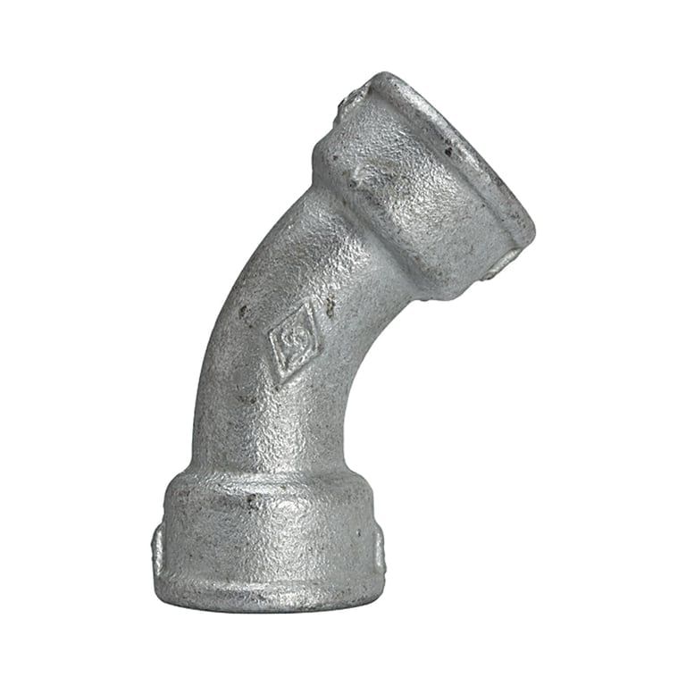 Riegler 112883 Bogen 41, 45°, IG/IG, Rp 1, schwarzer Temperguss feuerverz.