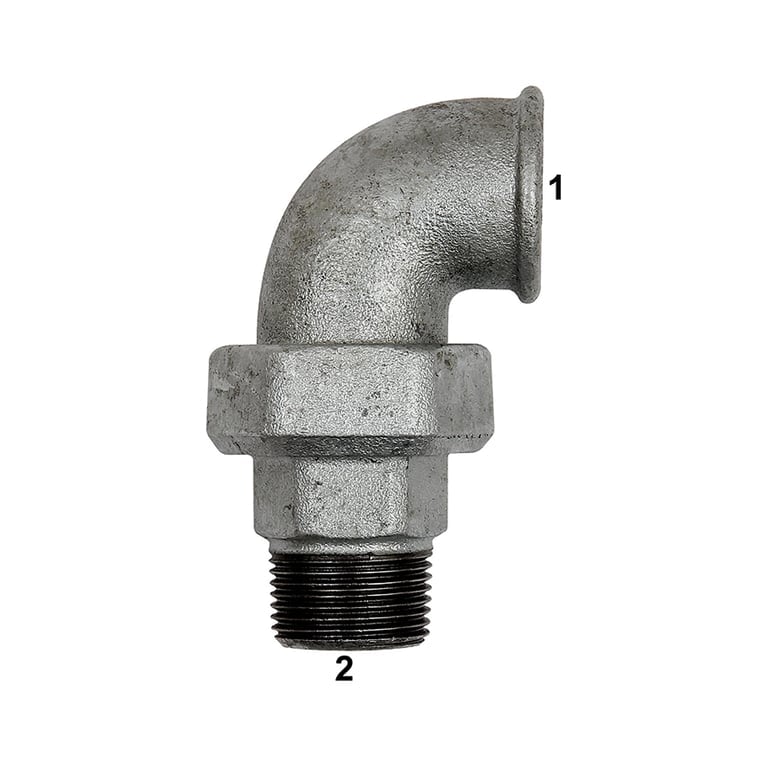 Riegler 112930 Verschraubung Bogen 97, IG/AG, Rp 3/4, R 3/4, schw. Temperguss