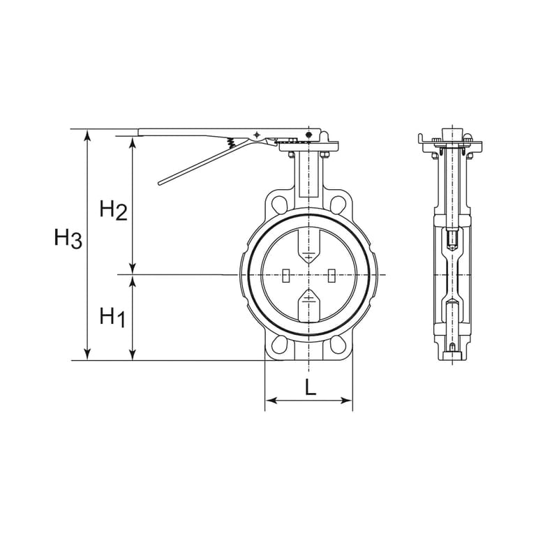 Riegler 103682 Zwischenflansch-Absperrklappe, Handhebel, DN 50 - Bild 2